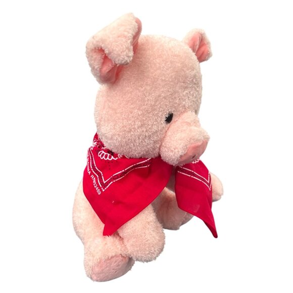Pink Plush Pig Toy With Red Bandana 10" By Spark Create Imagine For Kids - Picture 2 of 6